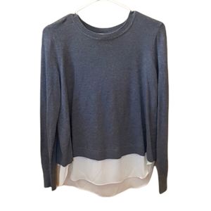 LOFT Gray and White Sweater blouse